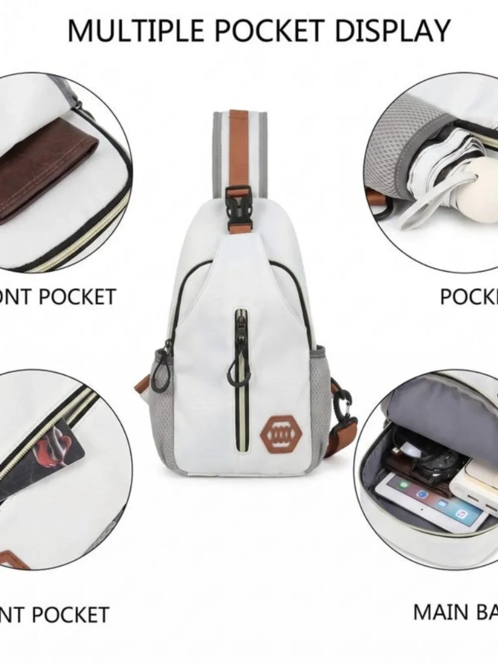 Silver Gray Compact Sling Backpack - Lightweight Travel Bag